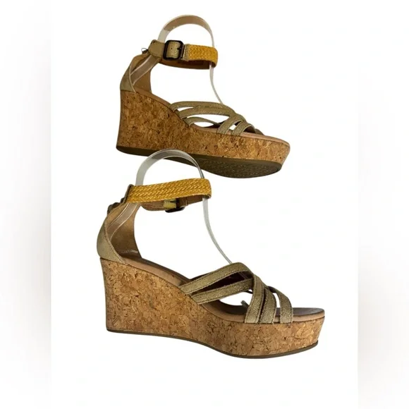 UGG Australia Gold Metallic Braided Wedge Sandals Women’s Size 6.5 - Picture 7 of 12